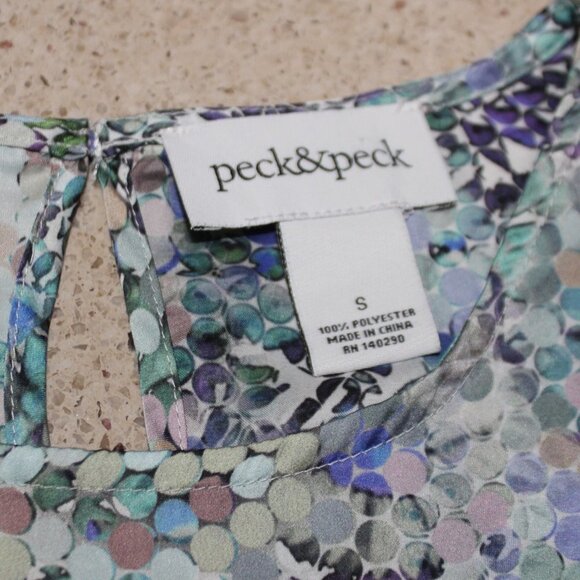 Peck & Peck Floral Pastel Color Peep-Hole Sleeve Blouse - Picture 8 of 11